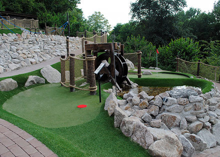 Water wheel adventure golf obstacle